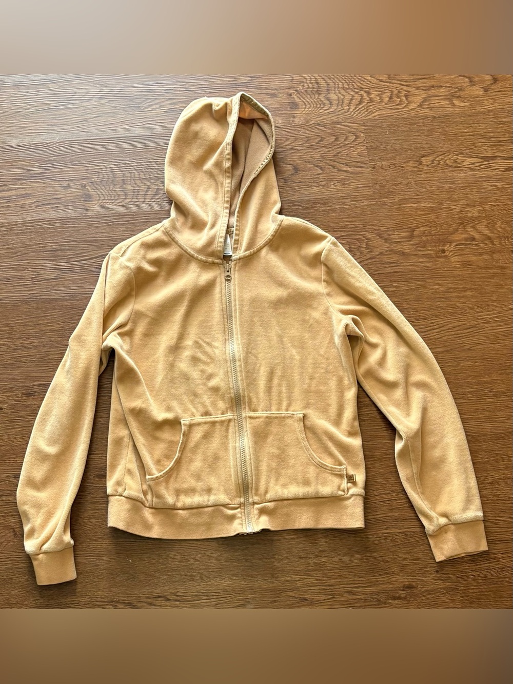 Old Navy Intimates Y2K Style Velour Zip Up Hoodie Mustard Yellow Lounge M